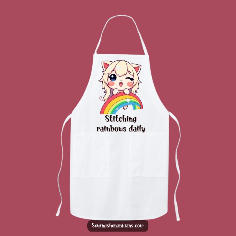 Funny Rainbow Stitching Apron - Humorous Glowing Thread Chef's Gift