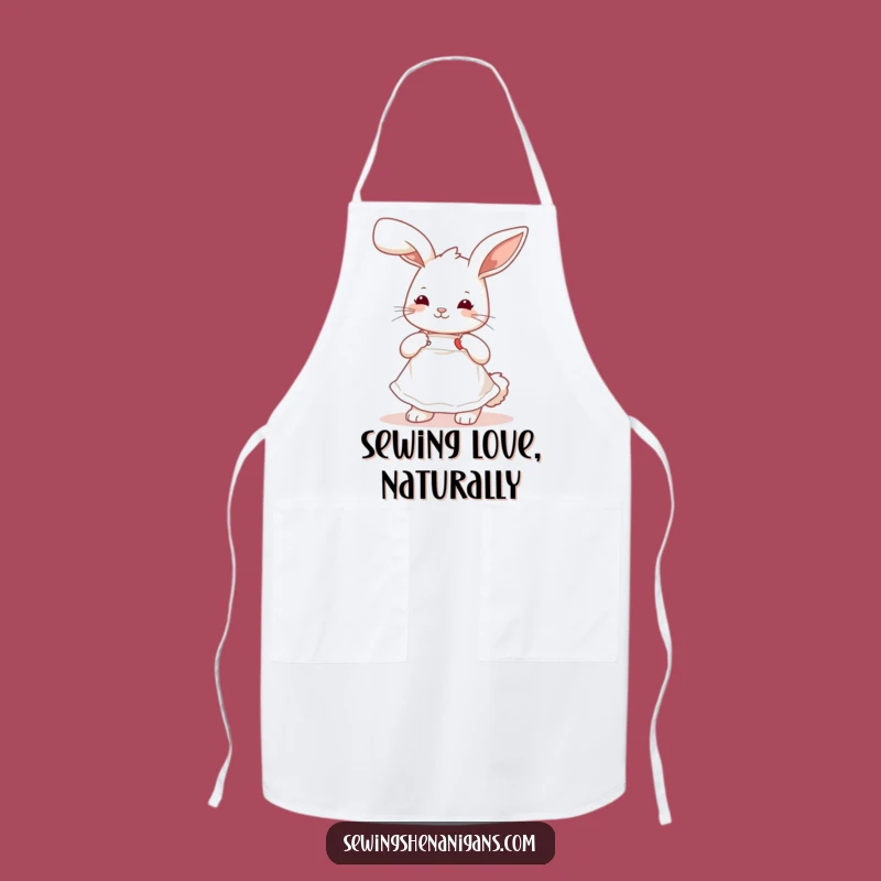 Funny Bunny Sewing Apron: Cute Apron Rabbit, Humorous Kitchen & Crafting Gift
