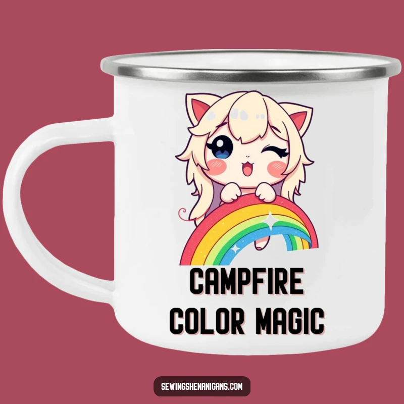 Durable Funny Rainbow Stitching Camping Mug - Magical Outdoor Art Gift