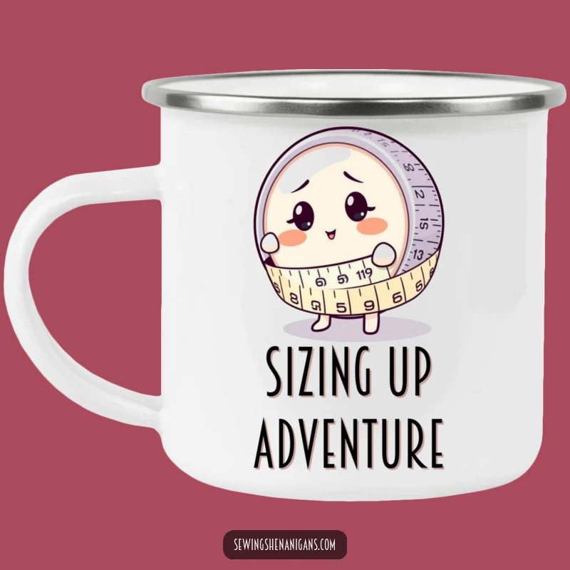 Funny Measuring Tape Hugs Button Camping Mug: Adventure with Laughs, Perfect Funny Gift