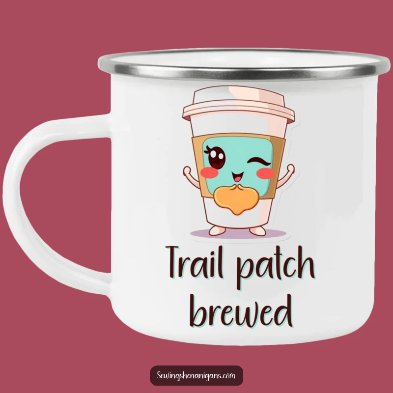 Funny Winking Coffee Cup Camping Mug: Adventure Fuel with Style