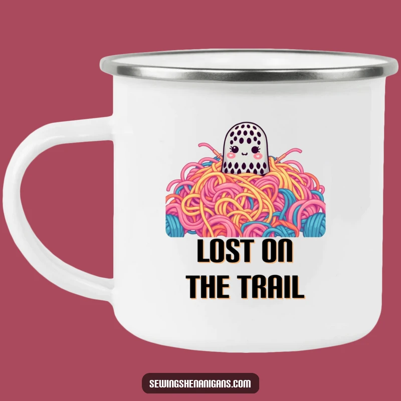 Funny Lost Thimble Camping Mug: Enjoy Drinks Surrounded by Hilarious Yarn