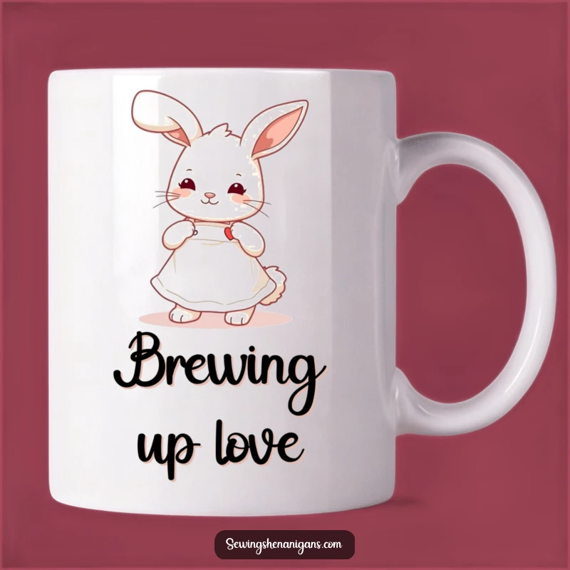 Funny Bunny Sewing Mug: Cute Apron Rabbit, Hilarious Gift for Crafters & Animal Lovers
