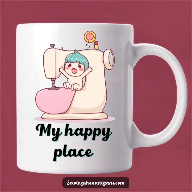Funny Kawaii Ball Bouncing Sewing Machine Mug - Perfect Humorous Gift for Crafters