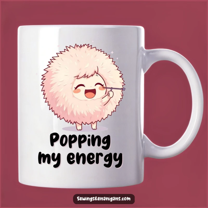 Funny Pom-Pom Poke Character Mug, a Whimsical and Hilarious Crafting Gift for Sewists