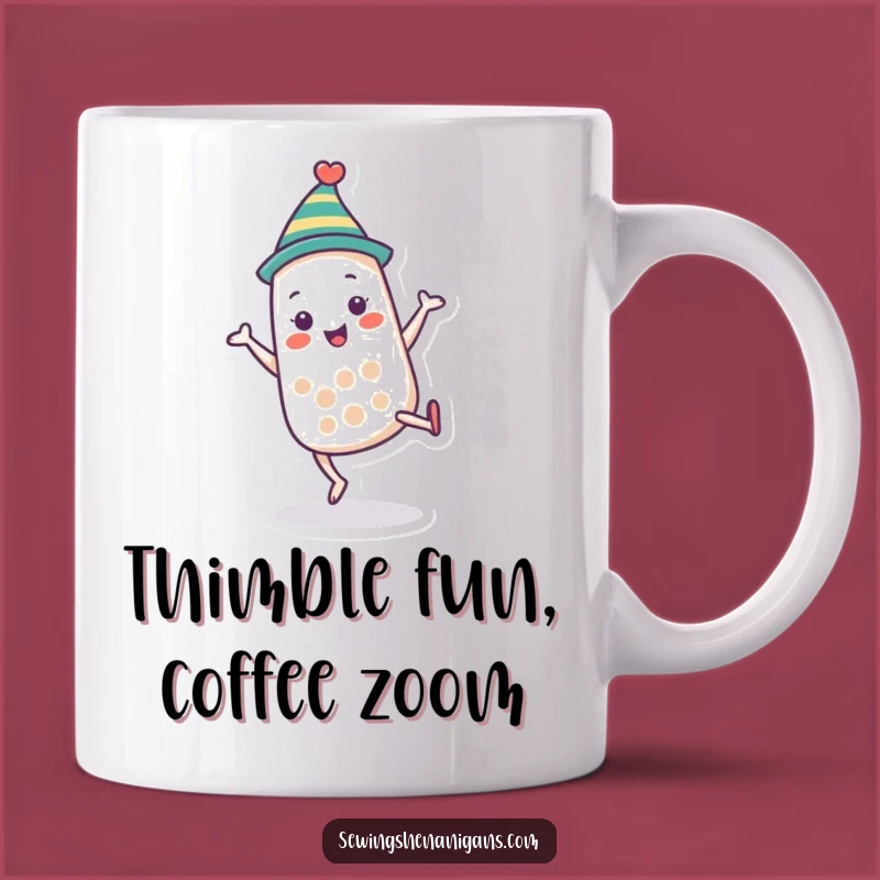 Funny Thimble Cartwheel Mug: Happy Acrobat Quips for Crafters, the Perfect Funny Gift!