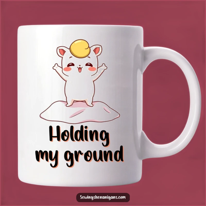 Funny Pattern Weight Mug: Whimsical Sewing Gift for Crafters Who Love Dramatic Poses and Fabric