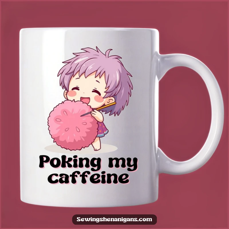 Funny Pom-Pom Needle Mug: Joyful Crafter Gift for Stitch Lovers