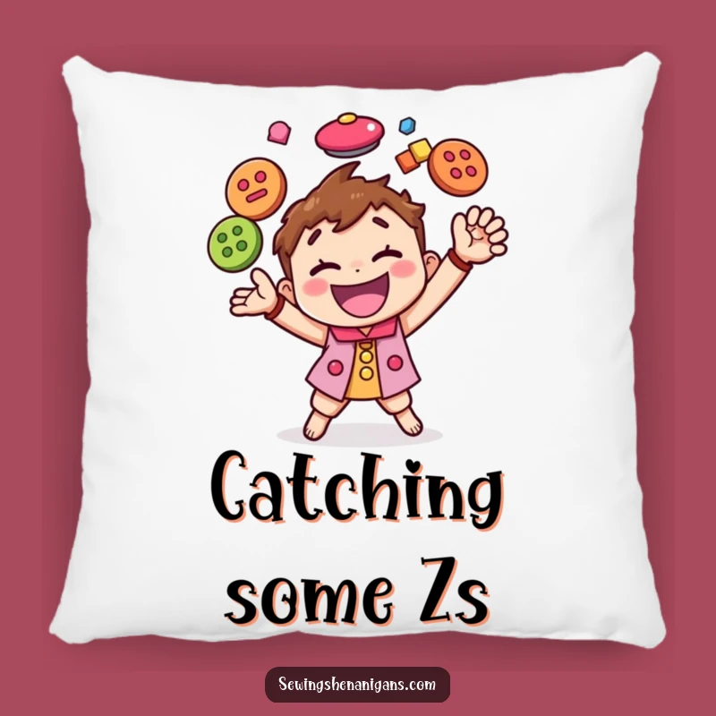 Funny Button Juggling Character Pillow, a Soft and Hilarious Accent for Crafty Spaces Gift