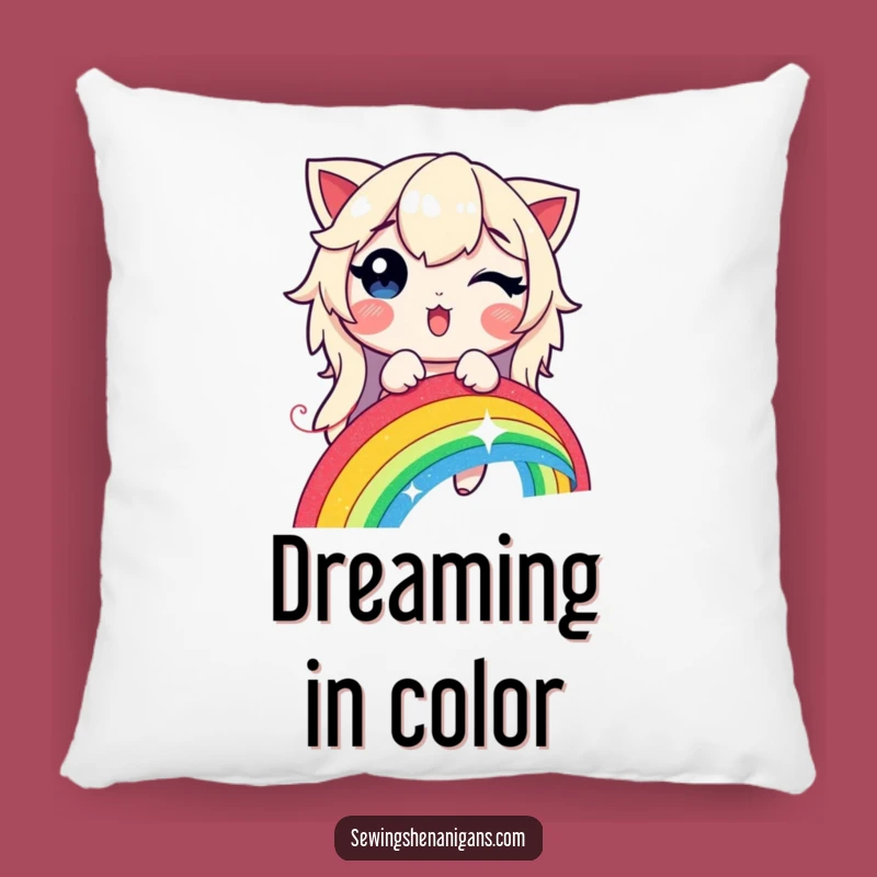 Comfy Funny Rainbow Stitching Pillow - Magical Glowing Thread Decor Gift