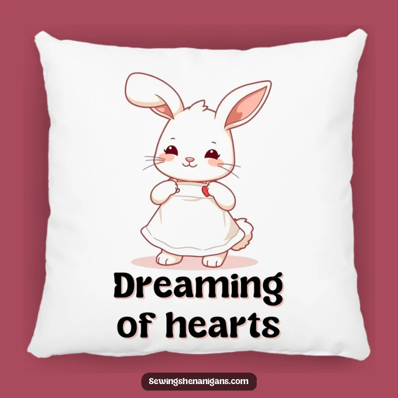 Funny Bunny Sewing Pillow: Cute Apron Rabbit Cushion, Humorous Decor Gift