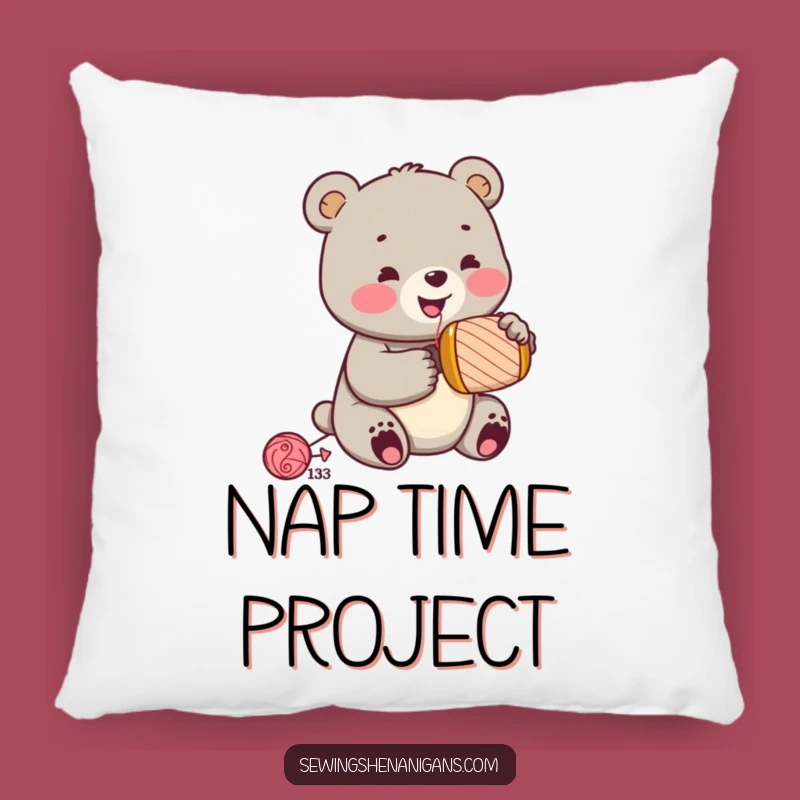 Funny Jolly Bear Cub Hammering Pillow - Comfy & DIY Decor Gift!