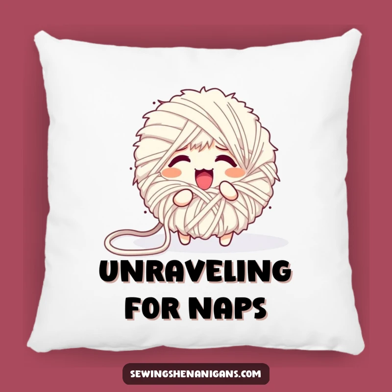 Funny Unraveling Yarn Ball Pillow - Comfy & Amusing Decor