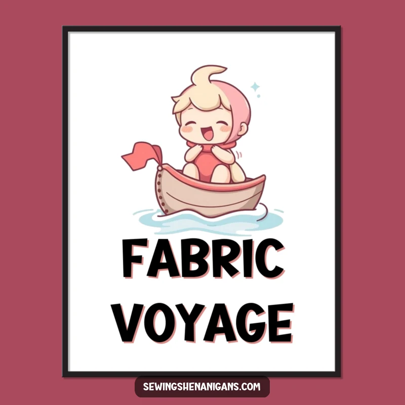 Funny Giggling Character Digital Art: Hilarious Thimble Boat Voyage for Your Walls