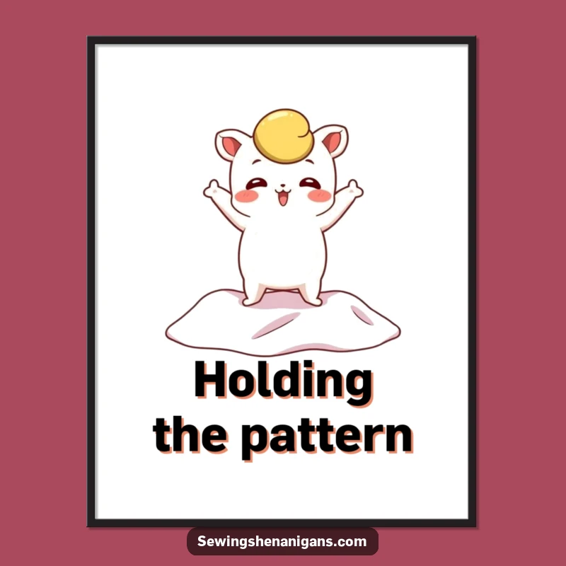 Funny Pattern Weight Digital Art: Whimsical Sewing Wall Decor Gift for Dramatic Fabric Poses