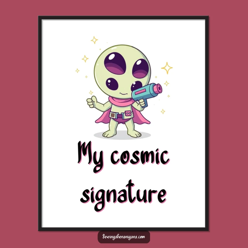 Funny Kawaii Alien Sparkle Digital Print - Instant Galactic Art!