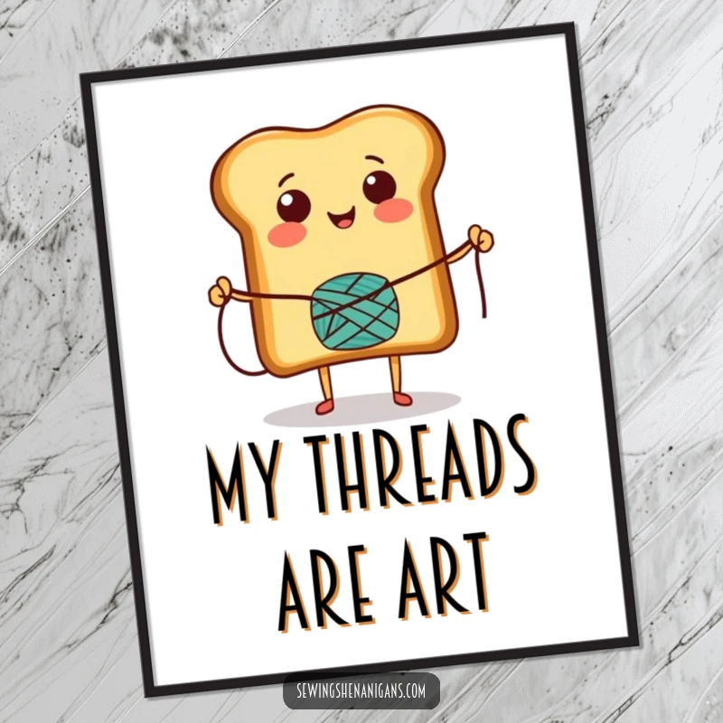 Funny Digital Art Print of a smiling toast character skipping rope, a vibrant and energetic piece perfect for immediate digital display.