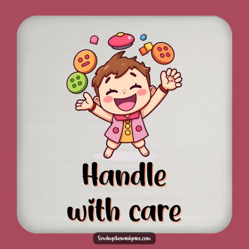 Funny Button Juggling Character Coaster, a Small but Hilarious Addition to Your Crafty Space Gift