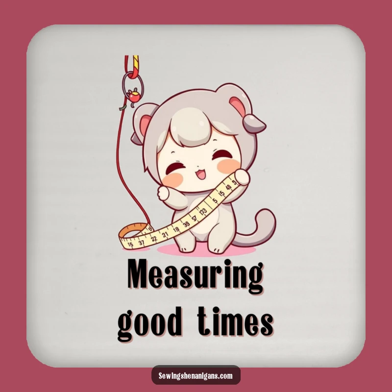 Funny Measuring Tape Batting Drink Coaster - Protect Surfaces with Crafty Charm