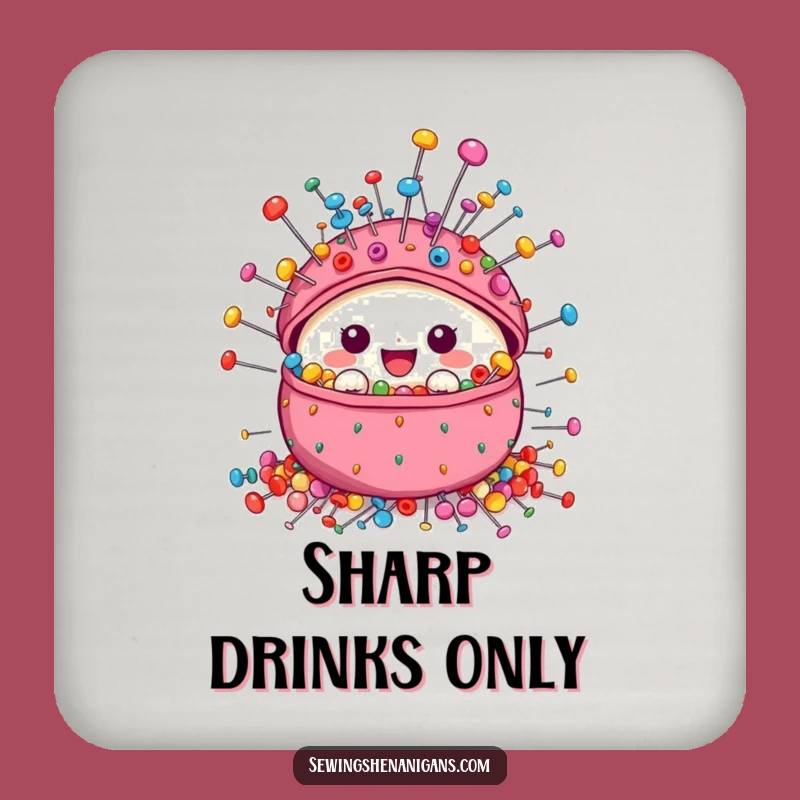 Funny Pincushion Coasters: Cute Sewing Drink Set Gift for Crafters Protecting Surfaces with Colorful Pins