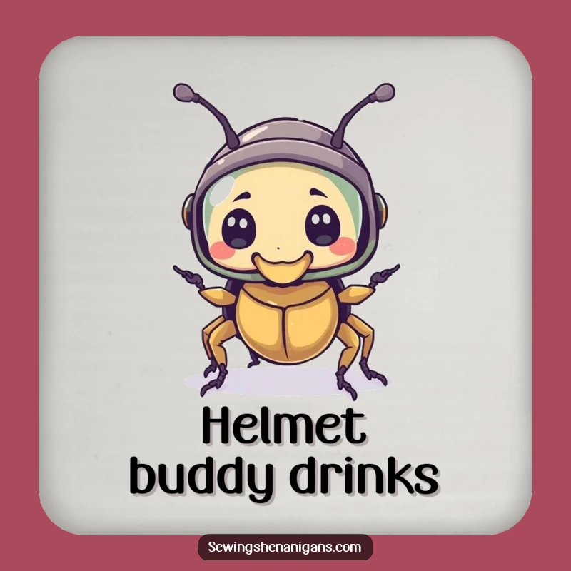 Funny Thimble Helmet Beetle Coaster - Protect Surfaces with Charm