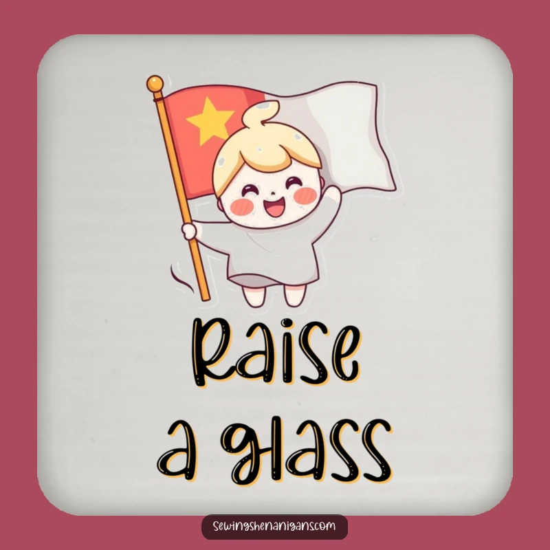 Funny Flag Sewing Character Coaster, a Small but Hilarious Cheerful Accessory Gift