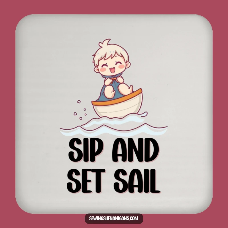 Funny Thimble Boat Giggling Character Coaster, a Tiny but Hilarious Sewing Accessory Gift