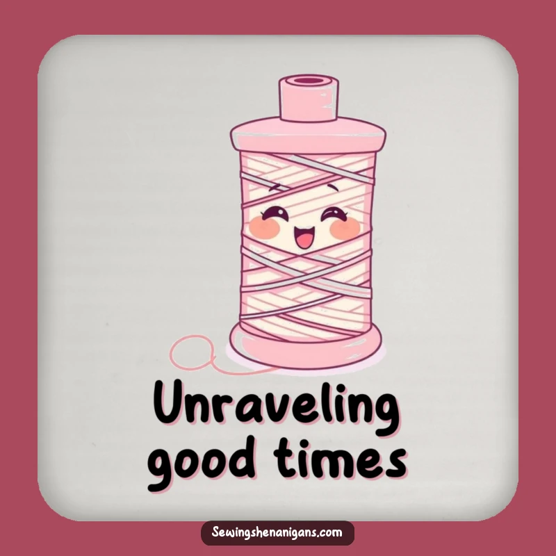 Funny Giggling Thread Coaster: Protect Surfaces with Hilarious Sewing Charm