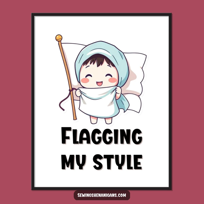 Funny Sewing Flag Poster: Cheerful Wall Art for Patriot Enthusiasts