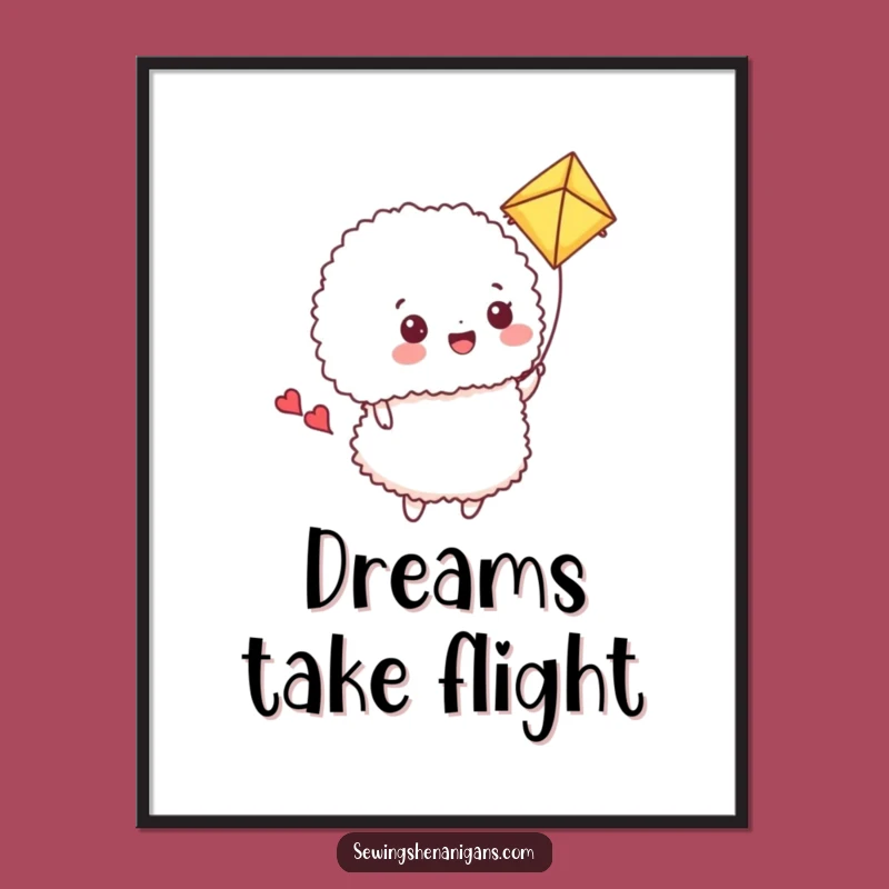 Funny Fabric Kite Poster: Hilarious Sewing Art for a Cheerful Space
