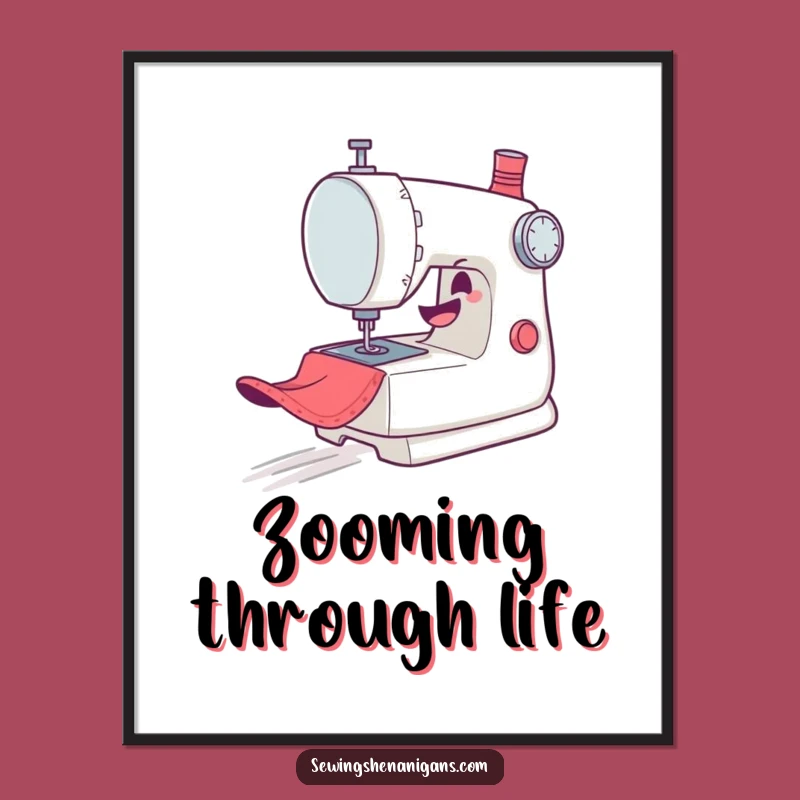 Funny Sewing Machine Poster: Mischievous Art for Your Craft Space
