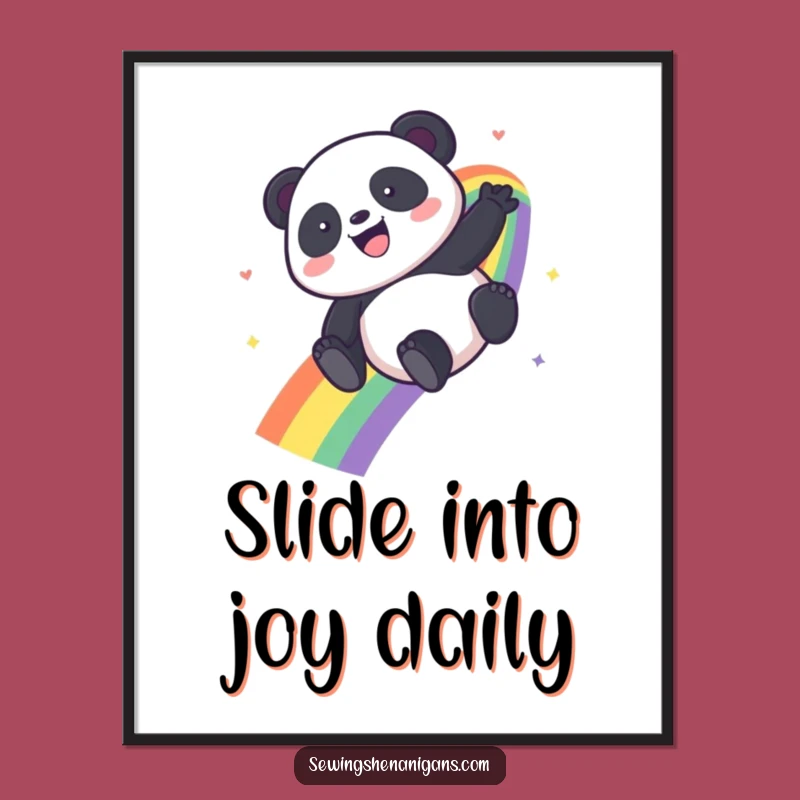 Funny Kawaii Panda Rainbow Poster - Vibrant Wall Art, Perfect Funny Gift