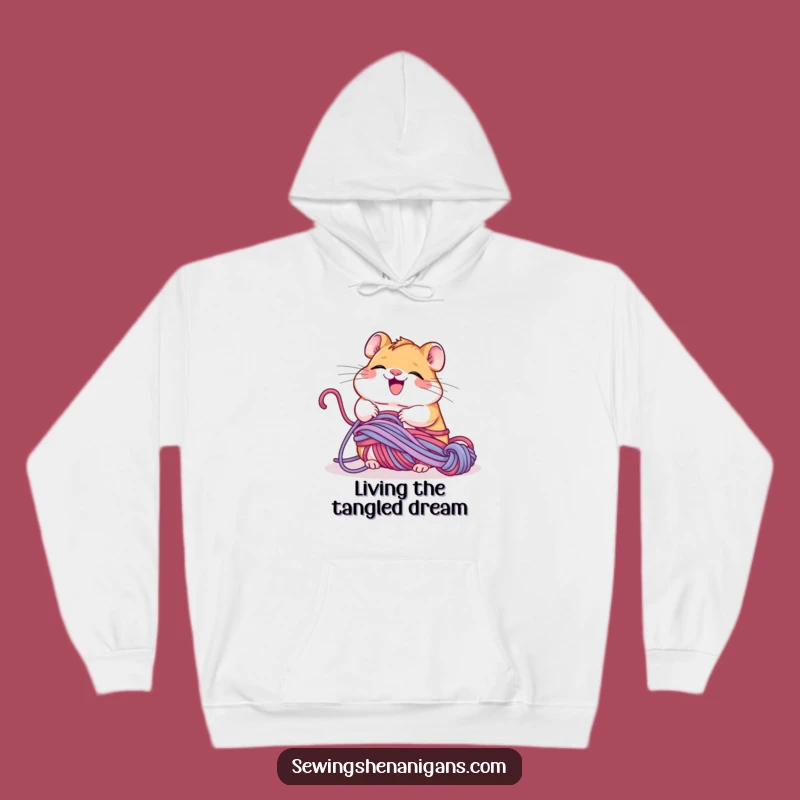 Funny Hamster Yarn Hoodie: Giggling Critter, Cozy & Humorous Gift for Knitters