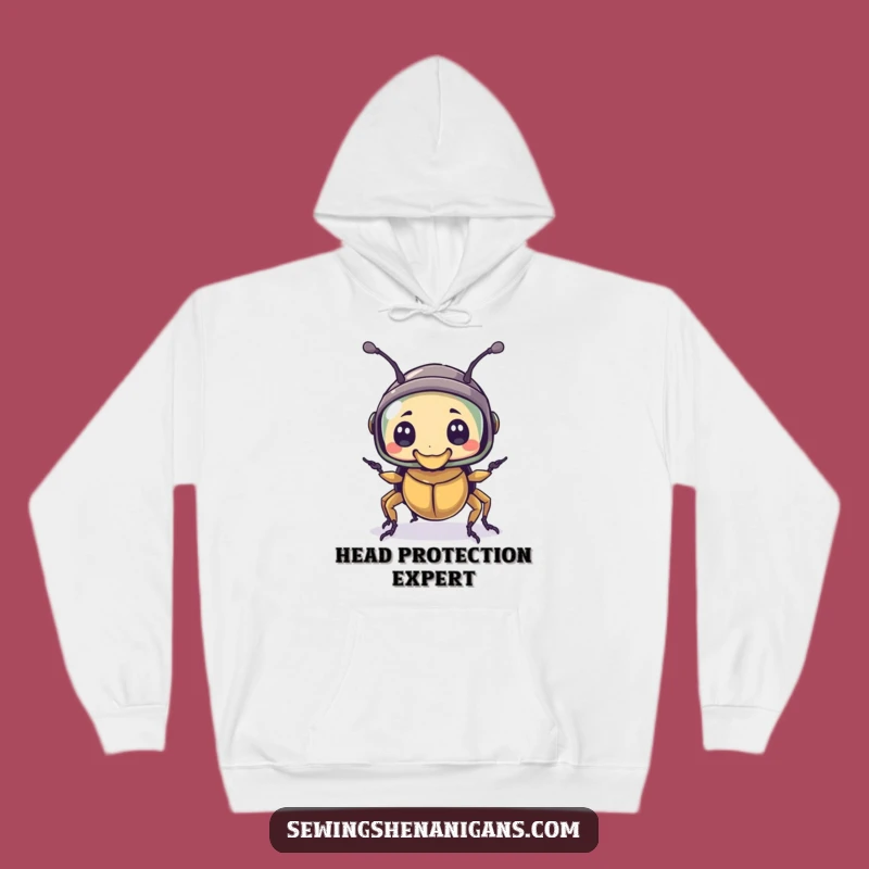 Funny Thimble Helmet Beetle Hoodie - Cozy & Protective Gear