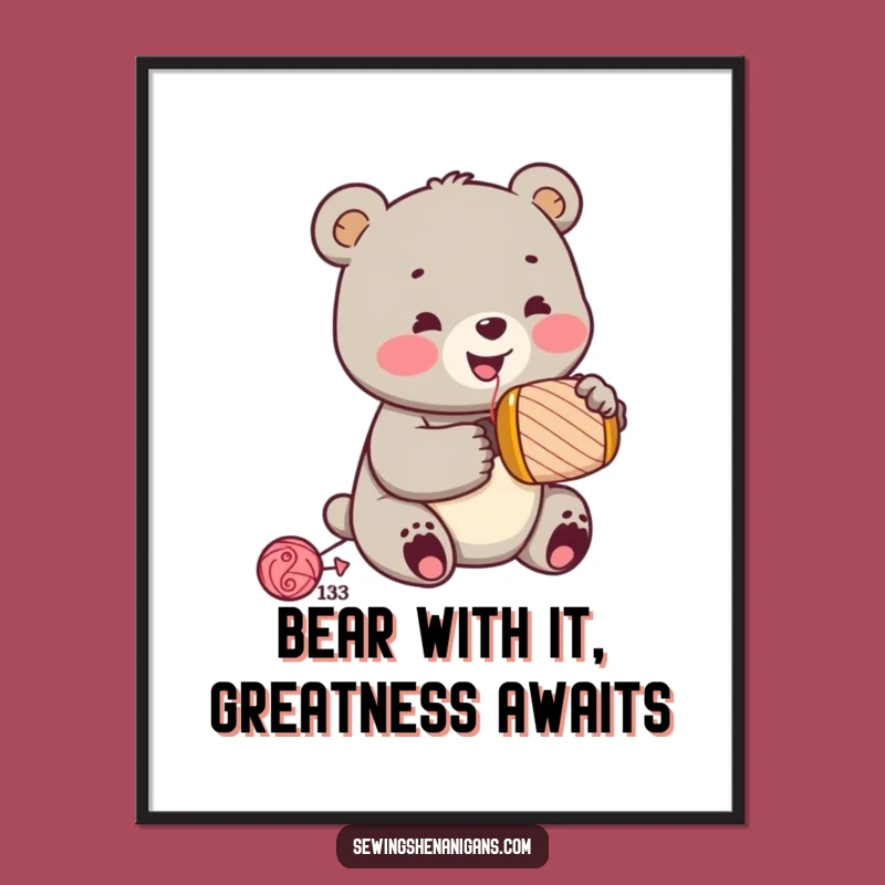 Free Printable Bear Cub Hammering Art - Funny DIY Downloadable Decor