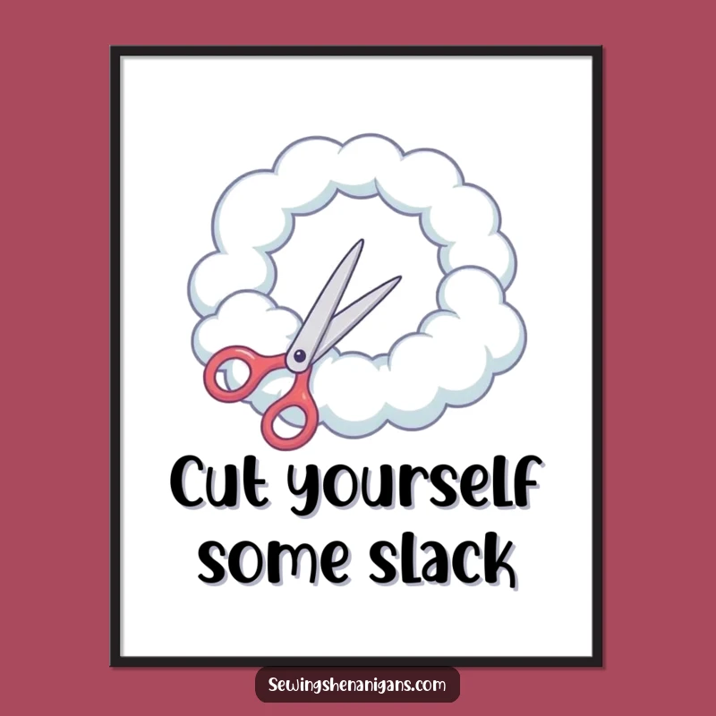 Funny Free Printable Wall Art: Scissors Cut Cloud, Quirky Downloadable Art Gift