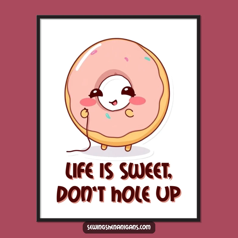 Free Printable Donut Stitching Wall Art - Funny Downloadable Decor