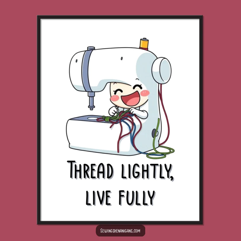Free Printable Wall Art: Funny Sewing Machine Stitching Colors - Downloadable DIY Decor