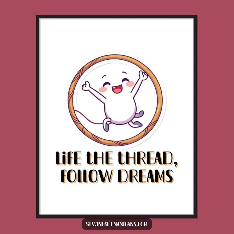 Free Printable Wall Art: Playful Needle Leaping - Funny Downloadable Decor