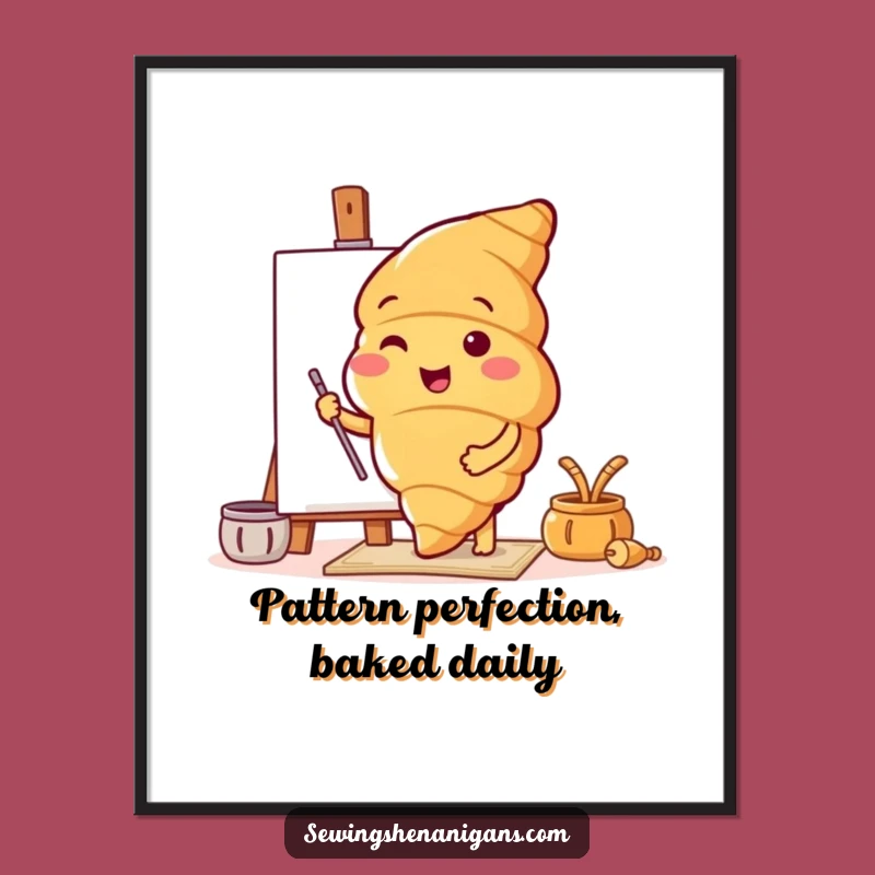 Funny Free Printable Wall Art: Croissant Pattern Delight - Downloadable Decor