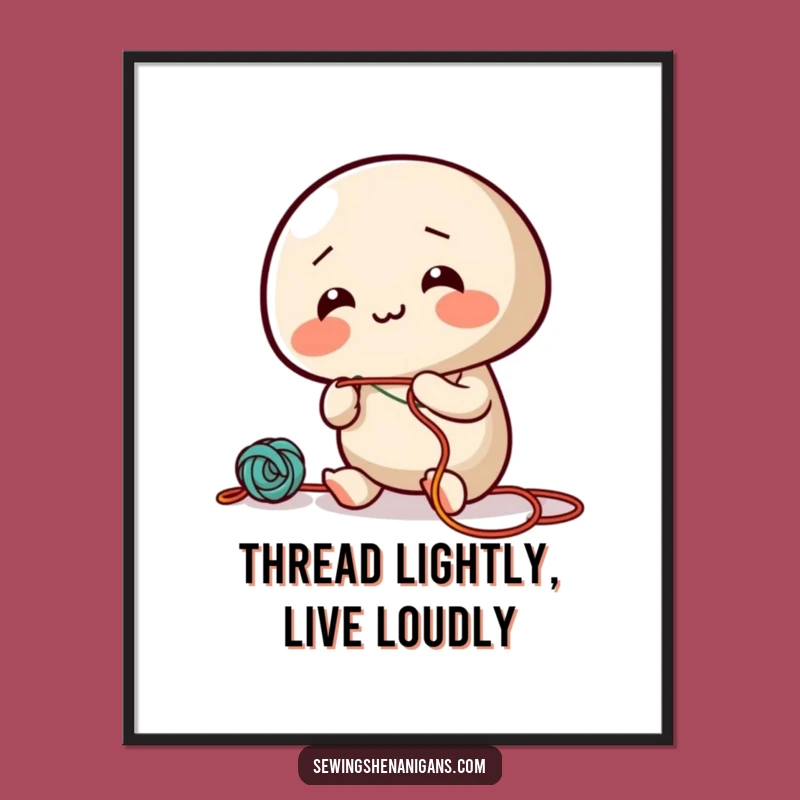 Funny Free Printable Wall Art: Giggling Needle Sewing Joy. Downloadable Art For Craft Lovers.