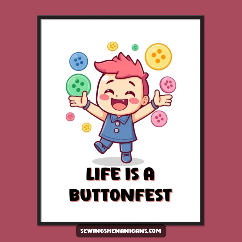 Free Printable Wall Art: Juggling Buttons Funny Downloadable Art Decor