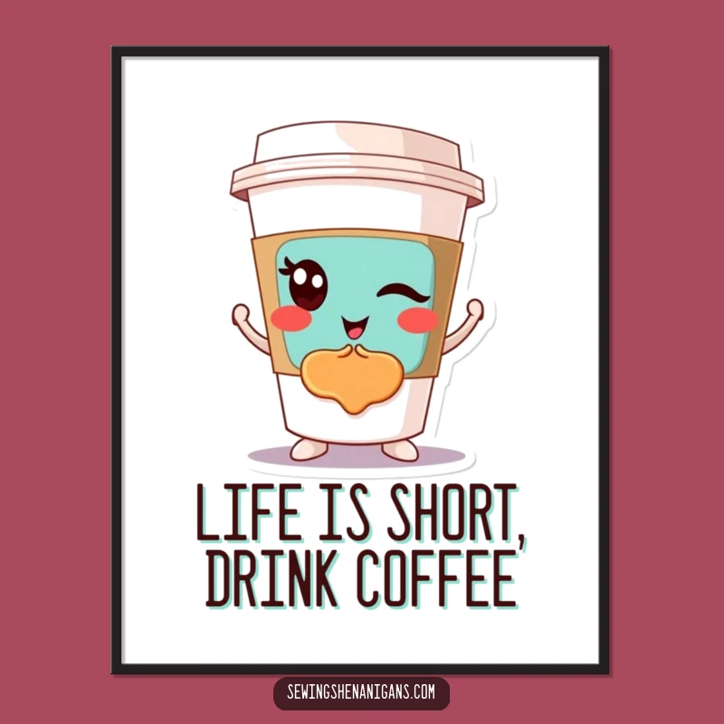 Free Printable Coffee Cup Patch Wall Art - Funny Downloadable Decor