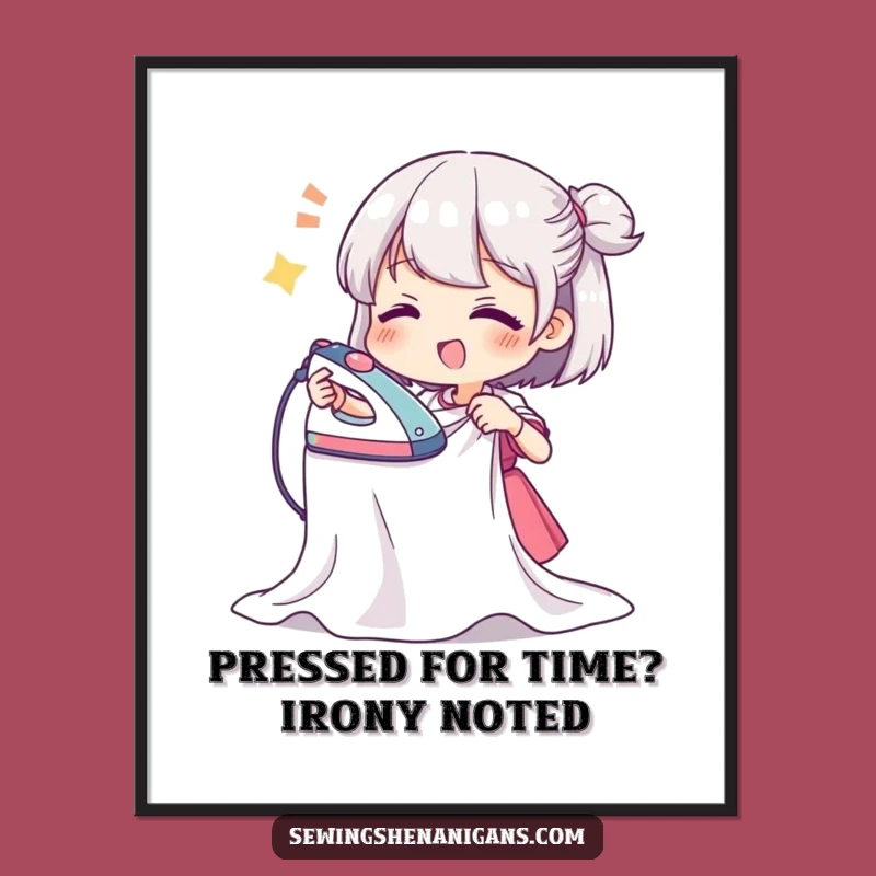 Funny Free Printable Wall Art: Enthusiastic Ironing Character, DIY Decor for Laughs!