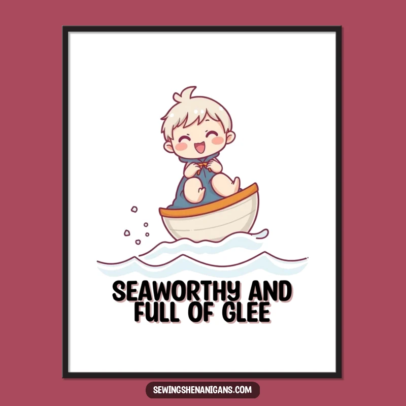 Funny Free Printable Wall Art: Giggling Thimble Sailor Character, Humorous Home Decor Download