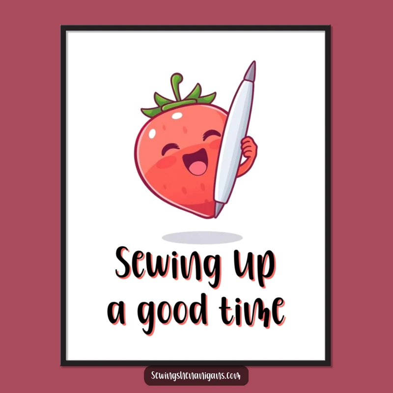 Free Printable Strawberry Needle Wall Art - Funny Downloadable Decor