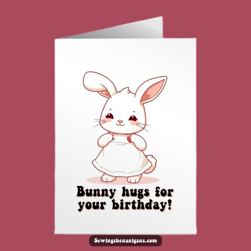 Free Printable Birthday Card: Bunny Sewing Heart, Sweet & Funny Downloadable Gift