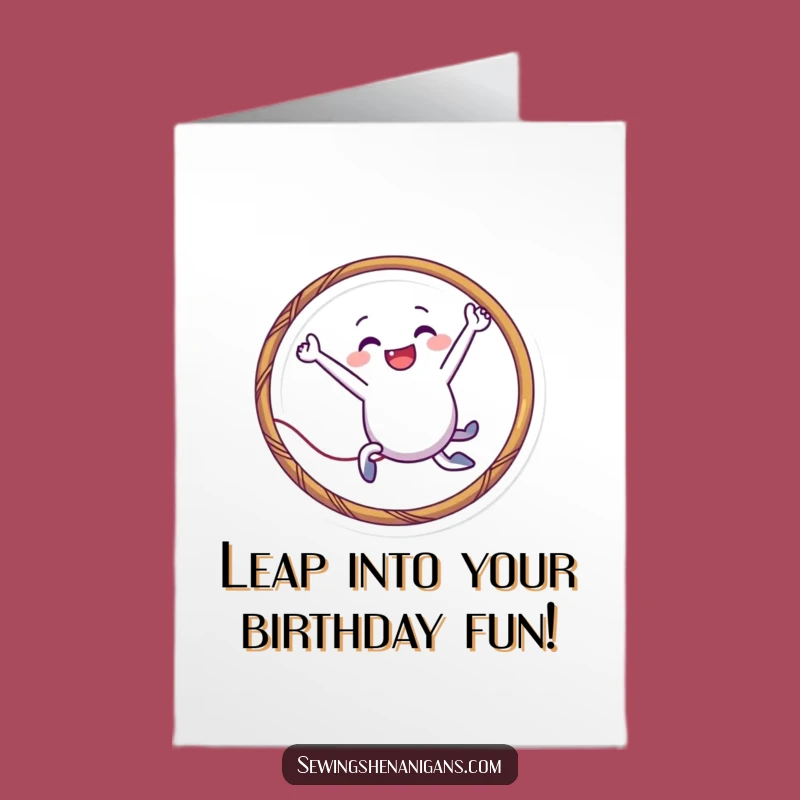 Free Printable Birthday Card: Playful Needle Leaping - Funny Downloadable DIY Gift