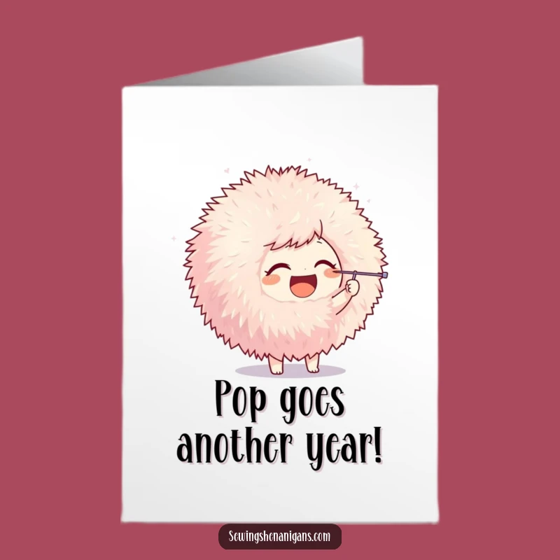 Free Printable Birthday Card: Pom-Pom Poking Character, Playful Downloadable Gift
