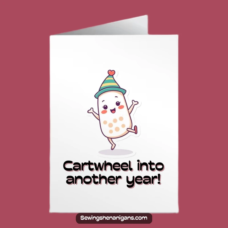 Free Printable Birthday Card: Thimble Cartwheeling Fun - Downloadable DIY Gift